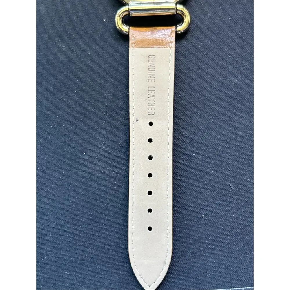 Isaac Mizrahi Live Gold Tone Leather Bezel And Band Women’s Quartz Watch